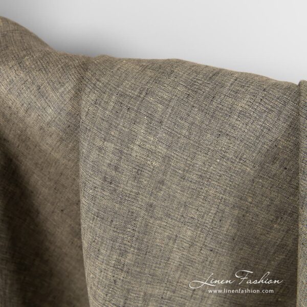 Double sided 100% linen fabric, brown grey.