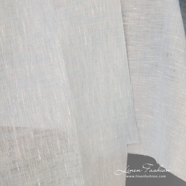 Linen fabric woven from white and blue yarns