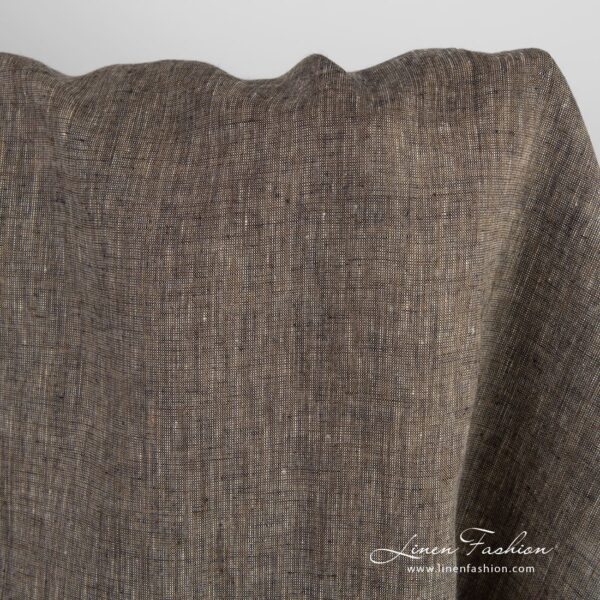 Linen fabric in yellow and brown melange for clothes and home textile