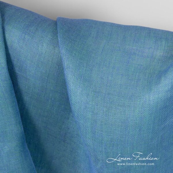 100% linen fabric in green blue.