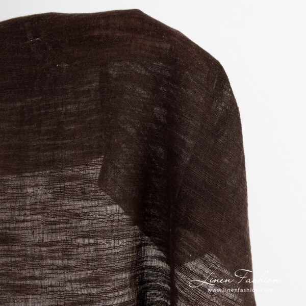 Dark brown linen cotton fabric, specially washed