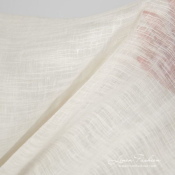 Off-white sheer linen / cotton fabric in stripes