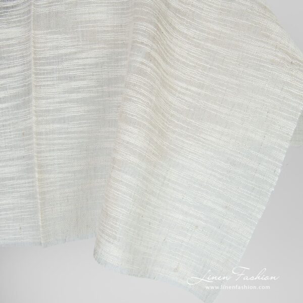 Linen cotton greyish fabric with white stripes