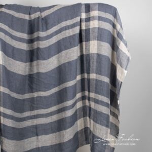 Pellavakangas harmaaraidallinen pesty 9 Linen fabric in grey stripes