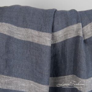 Pellavakangas harmaaraidallinen pesty 12 Linen fabric in grey stripes, perfect for clothes and home textile