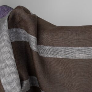 Pellavakangas violetilla ja ruskealla raidalla