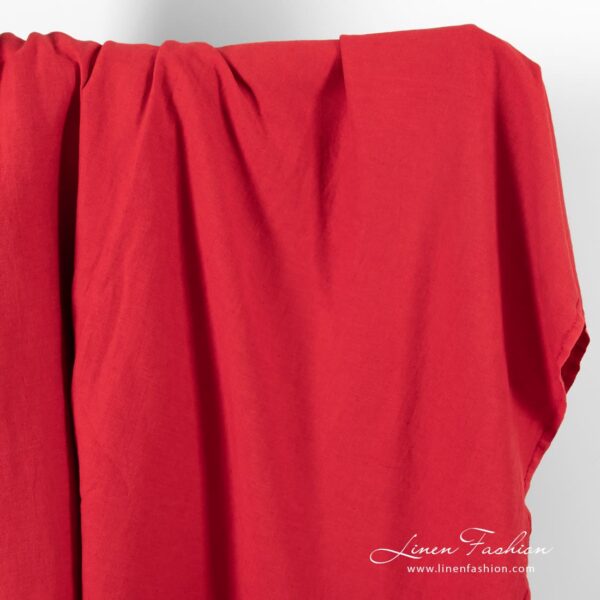 Linen cotton fabric in red color