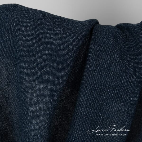 Washed navy blue linen fabric.