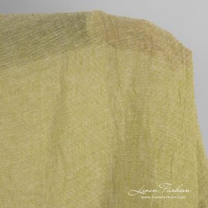 Kevyt kellertävänvihreä pellavakangas, pesty