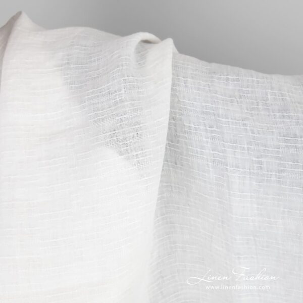 White linen fabric in horizontal stripes