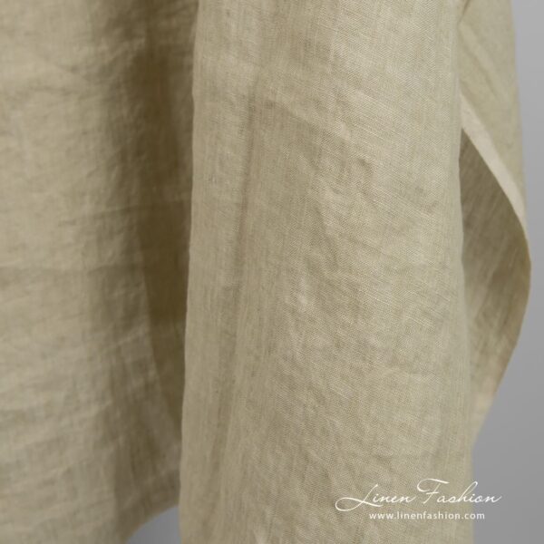 Linen fabric woven from yellowish brown and brownish grey yarns