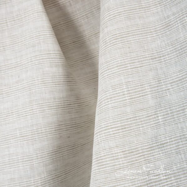 Brownish grey striped linen fabric.