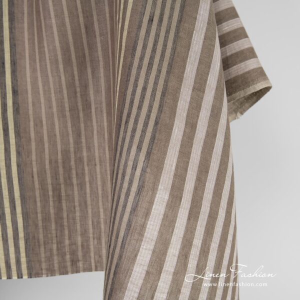 Linen fabric with colorful stripes ends