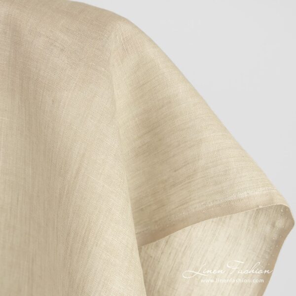 Greyish brown linen fabric, plain weave pattern