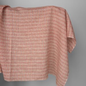 Pellavakangas oranssinpunaisella monivärisellä ruutukuosilla