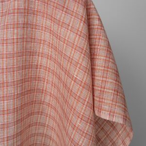 Pellavakangas oranssinpunaisella monivärisellä ruutukuosilla