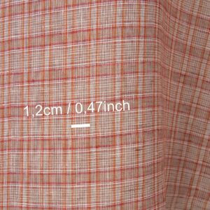 Pellavakangas oranssinpunaisella monivärisellä ruutukuosilla