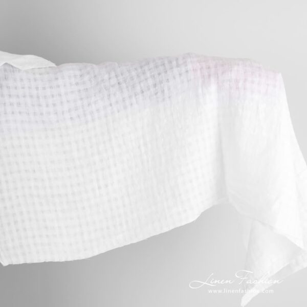 White linen fabric in checks