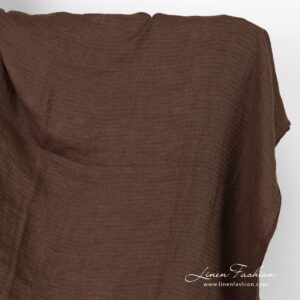 Pesty raidallinen toimikas-pellavakangas, ruskea 9 Striped linen fabric in brown color
