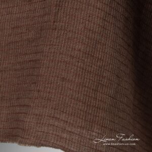 Pesty raidallinen toimikas-pellavakangas, ruskea 12 Striped linen fabric in brown color, high quality