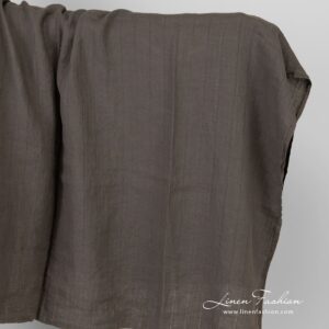 Pesty raidallinen harmaanruskea pellavakangas 9 Striped greyish brown linen fabric
