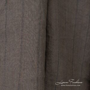 Pesty raidallinen harmaanruskea pellavakangas 11 Striped greyish brown linen fabric, high quality
