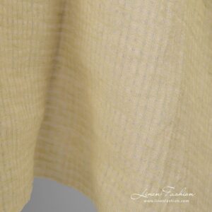 Pesty keltainen harvakudoksinen ruudullinen pellavakangas 12 Checked yellow linen fabric