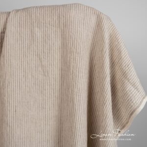 Pesty vaalean kaakaon värinen raidallinen pellavakangas