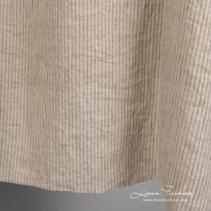 Pesty vaalean kaakaon värinen raidallinen pellavakangas