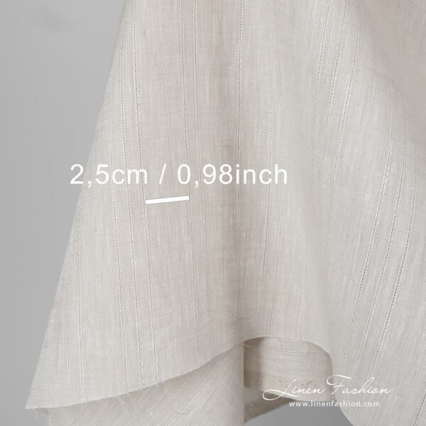 100% linen fabric with azure stripes, white sand color.