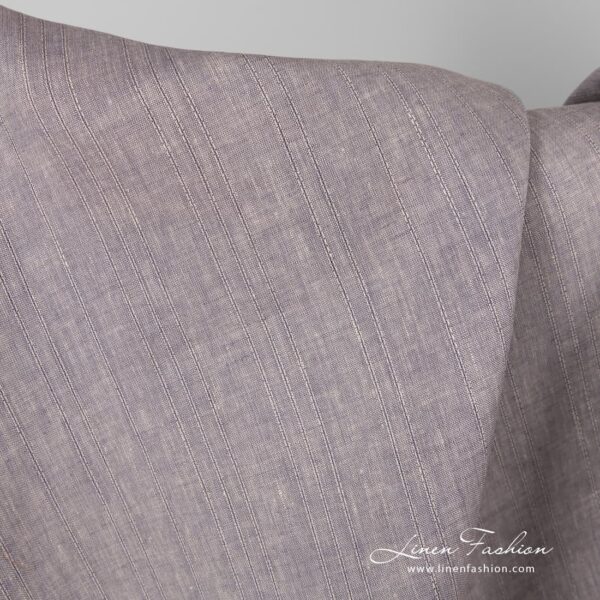 Brownish violet linen fabric, striped.