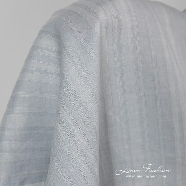 Blue grey striped linen fabric.
