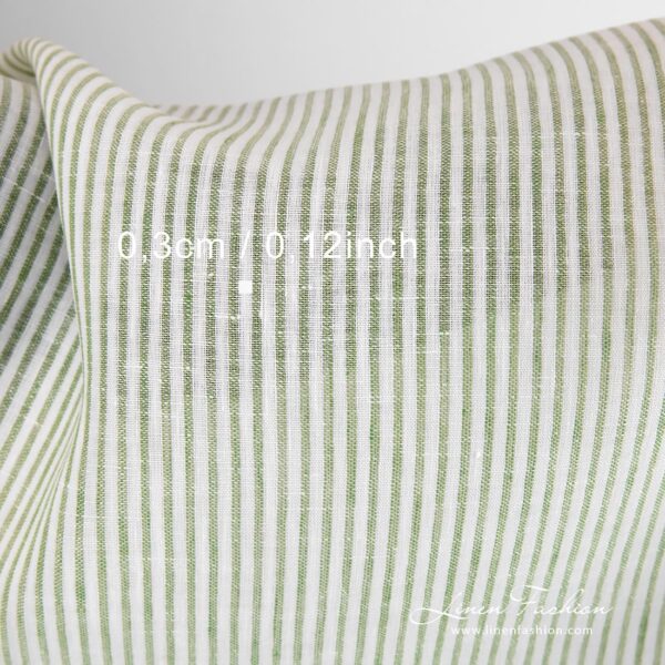 Linen fabric in openweave green stripes