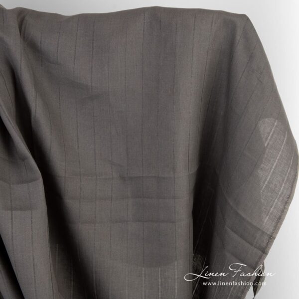 Grey-brown linen fabric in stripes