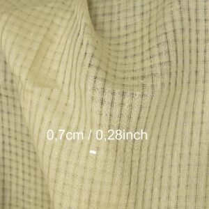 Pellavakangas, vaalean vihertävänkeltainen läpikuultava ruutukuosi