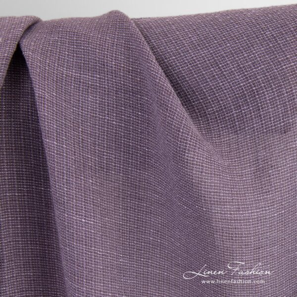 Transparent violet linen cotton fabric in stripes