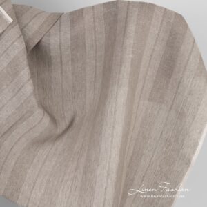 Hiekanvärinen raidallinen pellavakangas