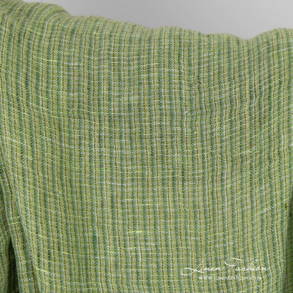 Lime green linen fabric in tiny checks
