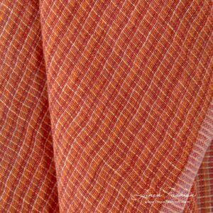 Läpinäkyvä pesty pellavakangas, oranssi meleerattu