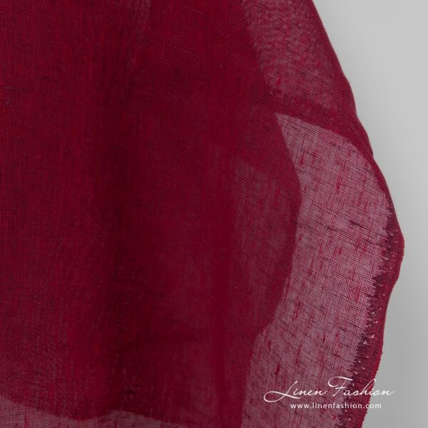 Gauze 100% linen fabric in dark red.