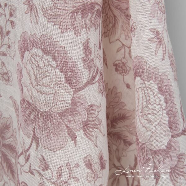 Flower patterned 100% linen fabric.
