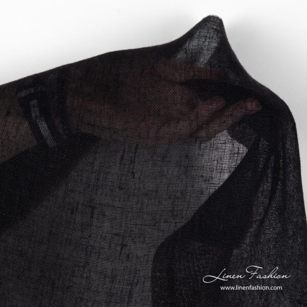 100% linen fabric in black color.