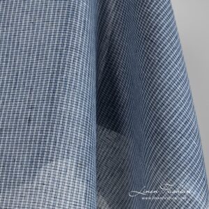 Sininen pellavakangas läpinäkyvillä ruuduilla 10 Blue linen fabric ends