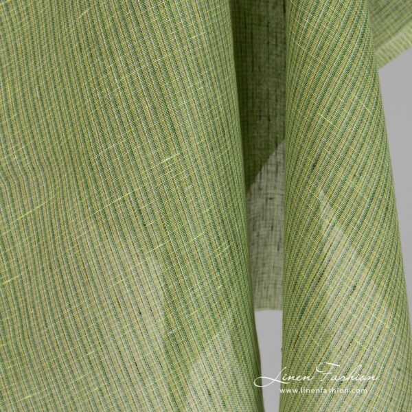 Lime green linen fabric in checks