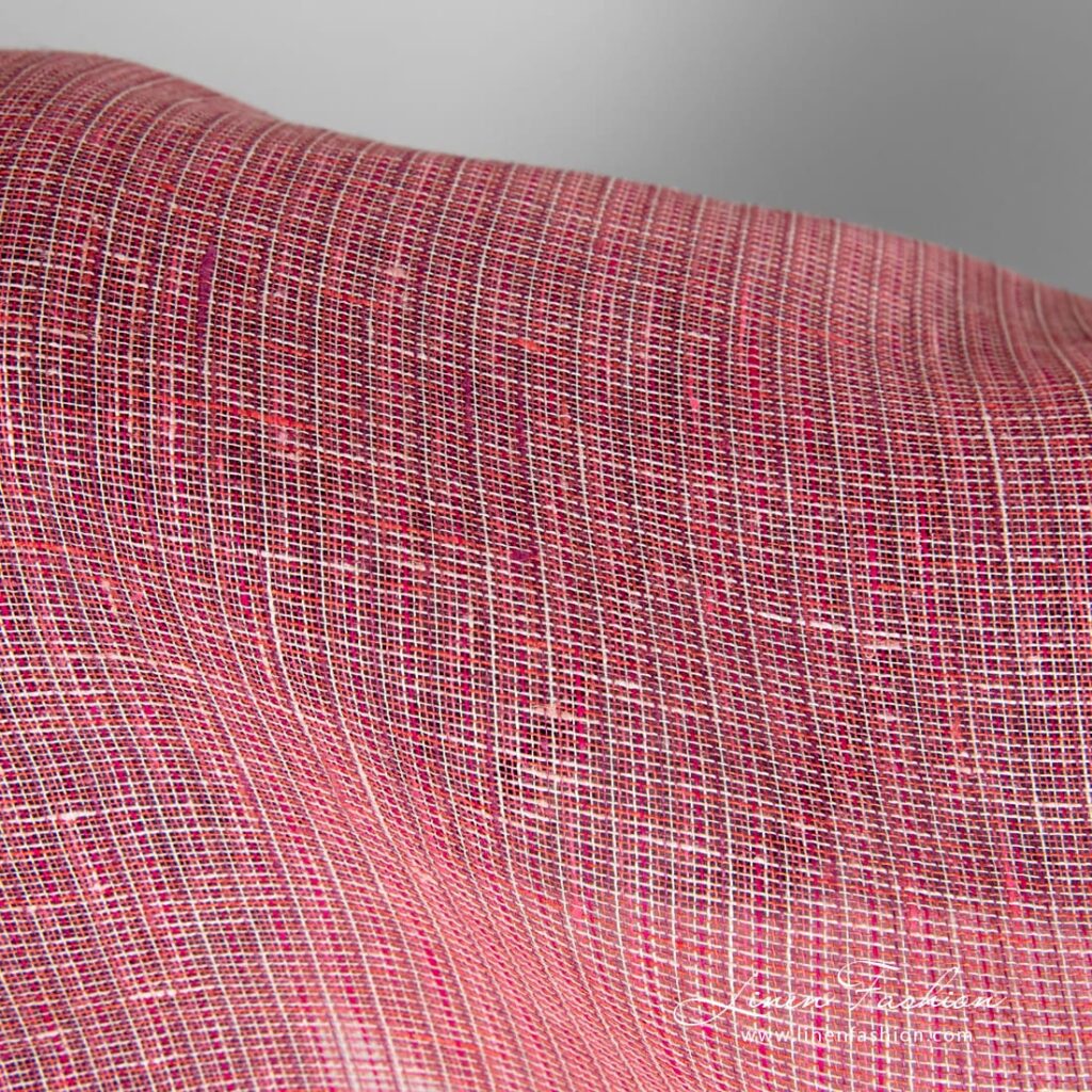 Rose pellavakangas läpikuultavilla ruuduilla 4 Rose linen fabric in checks