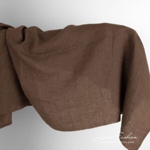 Pesty ruskeanvihreä ja violetti meleerattu pellavakangas