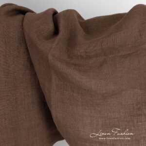 Pesty ruskeanvihreä ja violetti meleerattu pellavakangas