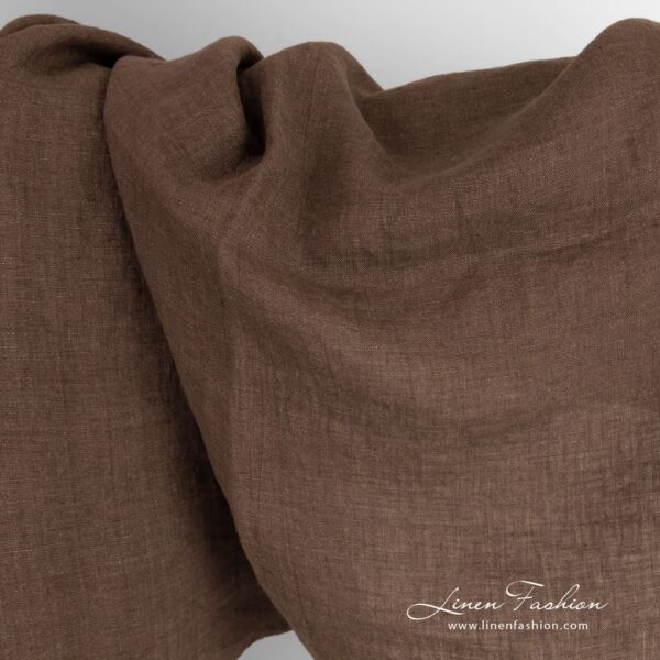 Linen fabric in green and violet melange