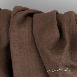 Pesty ruskeanvihreä ja violetti meleerattu pellavakangas