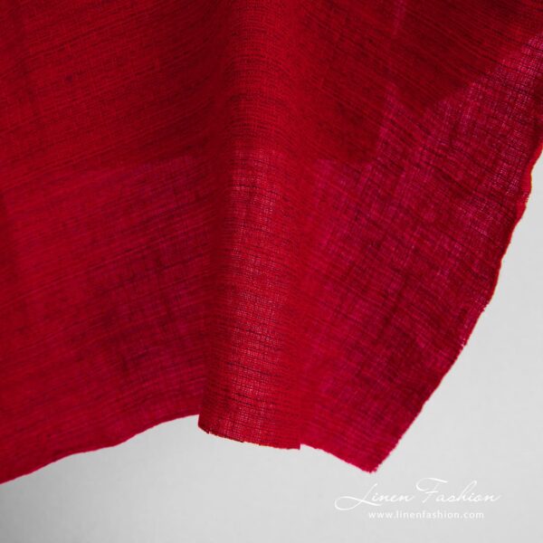 Red linen fabric, washed